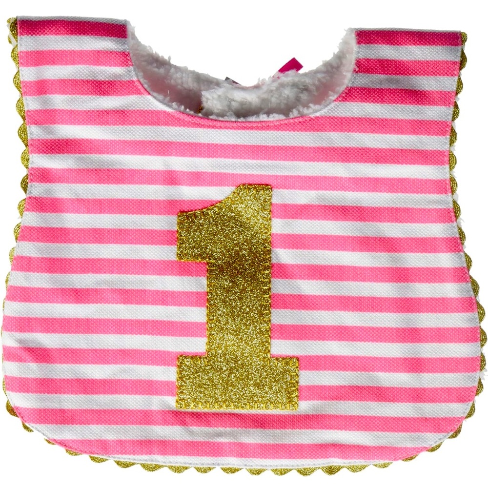 Mud Pie 1st birthday gold glitter bib. Excellent condition, worn once!